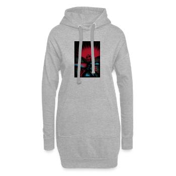 good night - Sweat-shirt à capuche long Femme - gris chiné - Devant