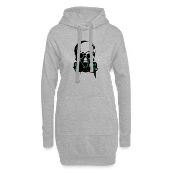 Schädel in Gasmaske  - Hoodie-Kleid - Grau meliert - Vorne