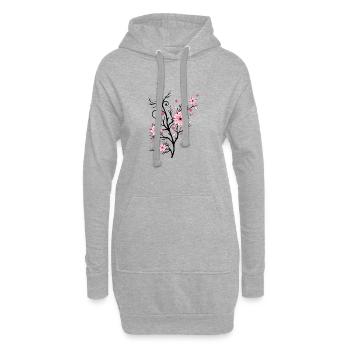 Cerisiers fleurs de cerisier avec coeur Sakura printemps - Sweat-shirt à capuche long Femme - gris chiné - Devant