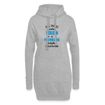 Onkel / Tante / Vetter / Cousin / Kusine - Hoodie-Kleid - Grau meliert - Vorne