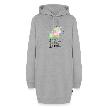 Je M'en Fous Je Suis Une Licorne - Sweat-shirt à capuche long Femme - gris chiné - Devant