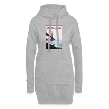 Carte postale rétro Golden Gate de San Francisco - Sweat-shirt à capuche long Femme - gris chiné - Devant