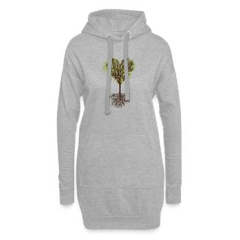 cime d’arbre en forme de cœur avec feuilles et racine - Sweat-shirt à capuche long Femme - gris chiné - Devant