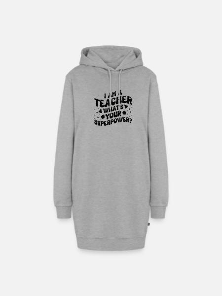 SUPER LEHRER KRAFT LEHRERIN POWER SPRÜCHE MOTIV - Hoodie-Kleid - Grau meliert