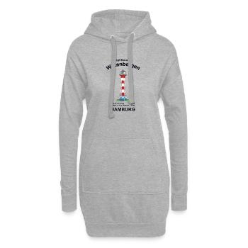 Hamburg Leuchtturm Wittenbergen, Handzeichnung - Hoodie-Kleid - Grau meliert - Vorne
