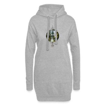 Fantasielandschaft am Morgen. - Hoodie-Kleid - Grau meliert - Vorne