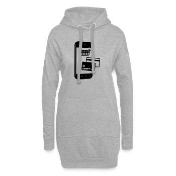 Téléphone avec panier et carte de crédit - Sweat-shirt à capuche long Femme - gris chiné - Devant