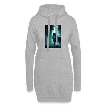 Wolf im Wald - Hoodie-Kleid - Grau meliert - Vorne
