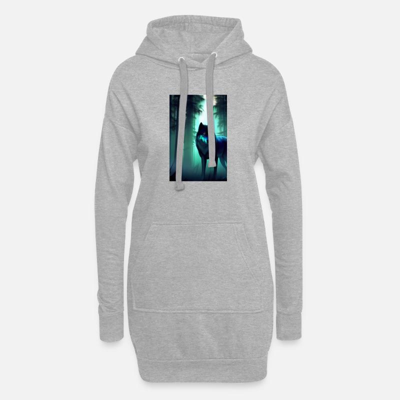 Wolf im Wald - Hoodie-Kleid - Grau meliert