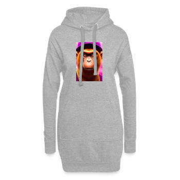 Cooler Affe - Hoodie-Kleid - Grau meliert - Vorne