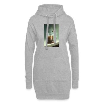 Kaffee, Kaffeebohnen - Hoodie-Kleid - Grau meliert - Vorne