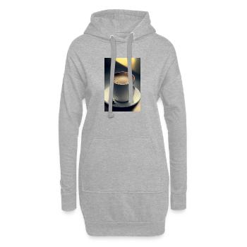 Kaffee, Kaffeebohnen - Hoodie-Kleid - Grau meliert - Vorne
