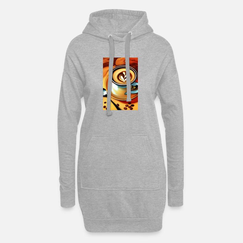 Kaffee, Kaffeebohnen - Hoodie-Kleid - Grau meliert