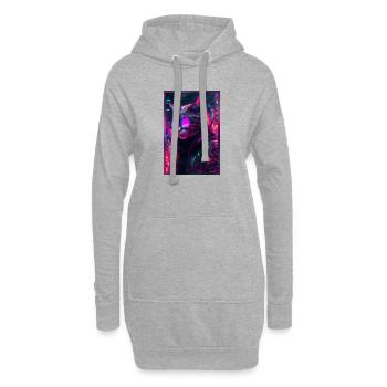 Techno Katze Japan Neon City Art - Hoodie-Kleid - Grau meliert - Vorne