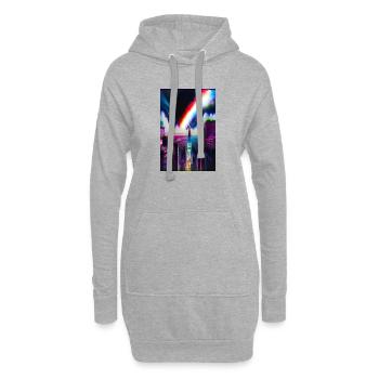 Futuristische Regenbogen Stadt Kunst - Hoodie-Kleid - Grau meliert - Vorne