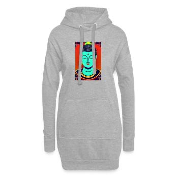 Klassischer Buddha - Hoodie-Kleid - Grau meliert - Vorne