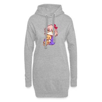 Mädchen Manga Japan Zeichentrick Anime Comic - Hoodie-Kleid - Grau meliert - Vorne