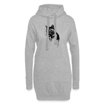 Katze 2 - Hoodie-Kleid - Grau meliert - Vorne
