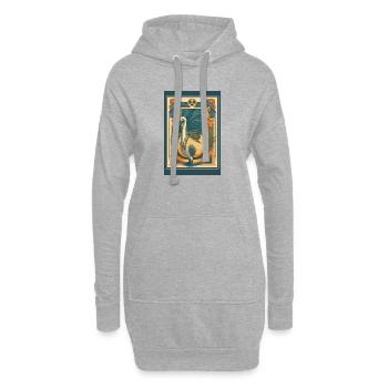 Jugendstil Vogel T-Shirt – Vintage Kunstmotiv  - Hoodie-Kleid - Grau meliert - Vorne