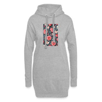 Des roses avec des cœurs - Sweat-shirt à capuche long Femme - gris chiné - Devant