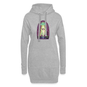 Mann und Frau werden von außerirdischen Raumschiffen entführt - Hoodie-Kleid - Grau meliert - Vorne