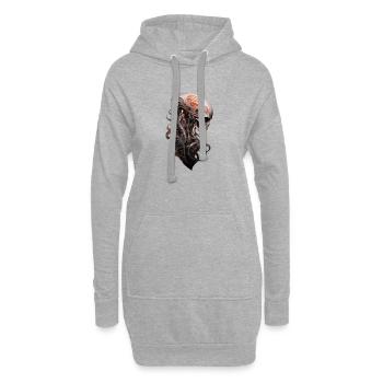 Alien Schädel Wirbelsäule Dark Fantasy Shirt - Hoodie-Kleid - Grau meliert - Vorne
