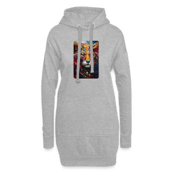 Lion Pop Art - Sweat-shirt à capuche long Femme - gris chiné - Devant