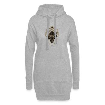 Une merveilleuse fleur de lotus doré en filigrane. - Sweat-shirt à capuche long Femme - gris chiné - Devant