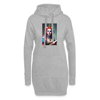 Clown Frau mit drei Hörnern - Hoodie-Kleid - Grau meliert - Vorne