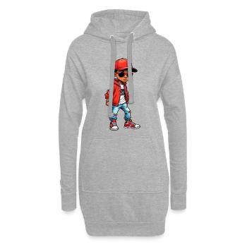 Cooler Cartoon-Teenager - Hoodie-Kleid - Grau meliert - Vorne
