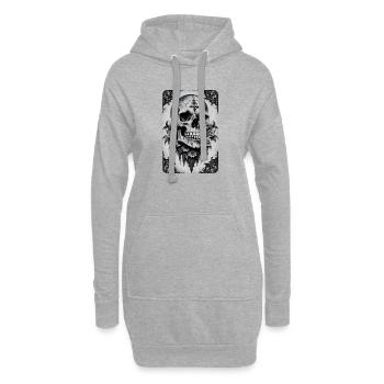 Vintage Gothic Totenkopf Fotokopiereffekt T-Shirt - Hoodie-Kleid - Grau meliert - Vorne