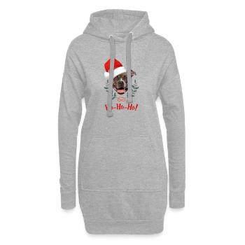 Tête de staffie bringé avec bonnet de père Noël - Sweat-shirt à capuche long Femme - gris chiné - Devant