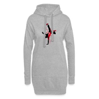 Breakdancer Silhouette in Rot Schwarz, abstrakt - Hoodie-Kleid - Grau meliert - Vorne