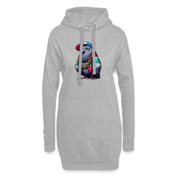 pigeon hiphop - Sweat-shirt à capuche long Femme - gris chiné - Devant