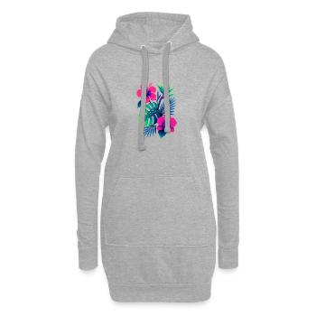 Tropische Blumenpracht – Exotische Hibiskus & Mons - Hoodie-Kleid - Grau meliert - Vorne