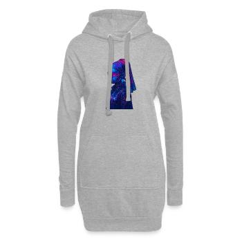 Cyberpunk mit Perle - Hoodie-Kleid - Grau meliert - Vorne