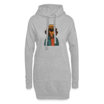 Cooler Hund im Streetstyle - Hoodie-Kleid - Grau meliert - Vorne