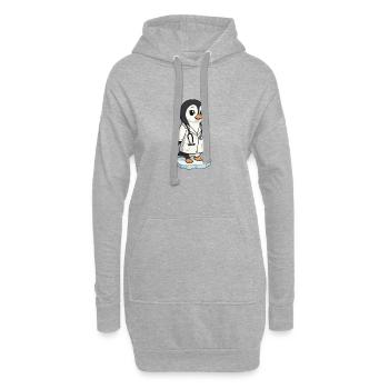 Soin pingouin en blouse de médecin - Sweat-shirt à capuche long Femme - gris chiné - Devant