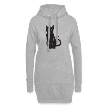 Schwarze Katze Glücksbringer wachsamer Blick - Hoodie-Kleid - Grau meliert - Vorne