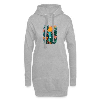 Lebendiger Dschungel - Hoodie-Kleid - Grau meliert - Vorne