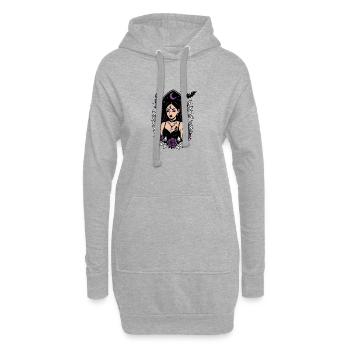 Sorcière gothique violette - Sweat-shirt à capuche long Femme - gris chiné - Devant