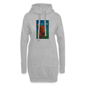 Taurus Stier – Buntes Glasmosaik Sternzeichen - Hoodie-Kleid - Grau meliert - Vorne