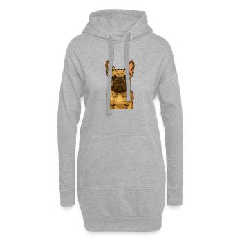 Frenchie Love – Der Blick, der Herzen schmilzt - Hoodie-Kleid - Grau meliert - Vorne