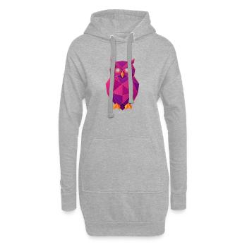Geometrische Eule im Origami-Stil - Hoodie-Kleid - Grau meliert - Vorne