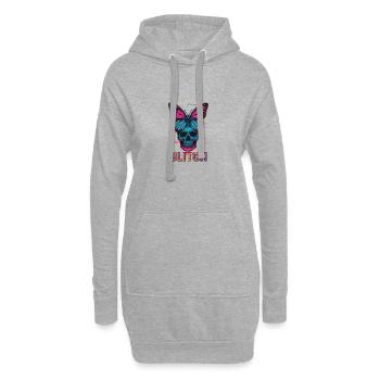 Neon Skull mit Schmetterling Design - Hoodie-Kleid - Grau meliert - Vorne