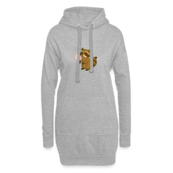 Raton laveur mignon avec barbe à papa - Sweat-shirt à capuche long Femme - gris chiné - Devant