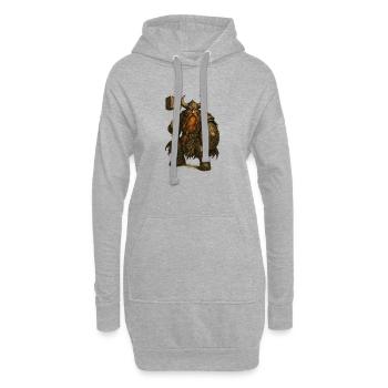 Zwerg mit Helm und Hammer - Hoodie-Kleid - Grau meliert - Vorne