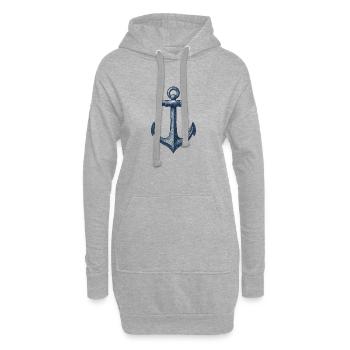 Nautische Anker Illustration - Hoodie-Kleid - Grau meliert - Vorne