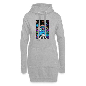 Psychedelische Reise ins All - Hoodie-Kleid - Grau meliert - Vorne
