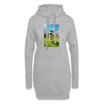 Hamster pilote sous hélicoptère - Sweat-shirt à capuche long Femme - gris chiné - Devant